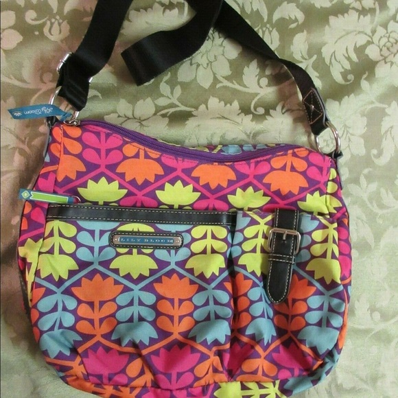 Lily Bloom Handbags - Lily Bloom cranberry color print shoulder bag